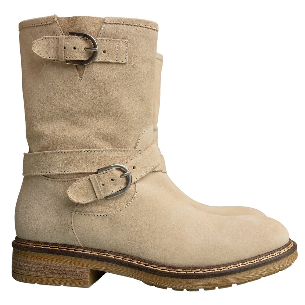 M. Gemi Handcrafted Suede Leather Moto Engineer Boots - Women's US Size 8 - NWOB